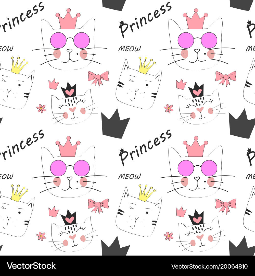 Seamless colorful cat pattern Vector Image