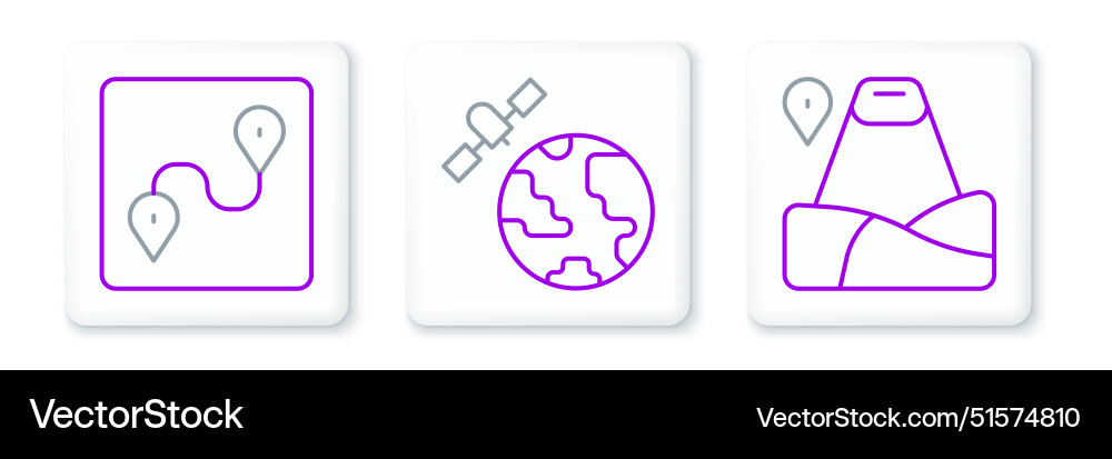 Set line location with mountain route Vector Image