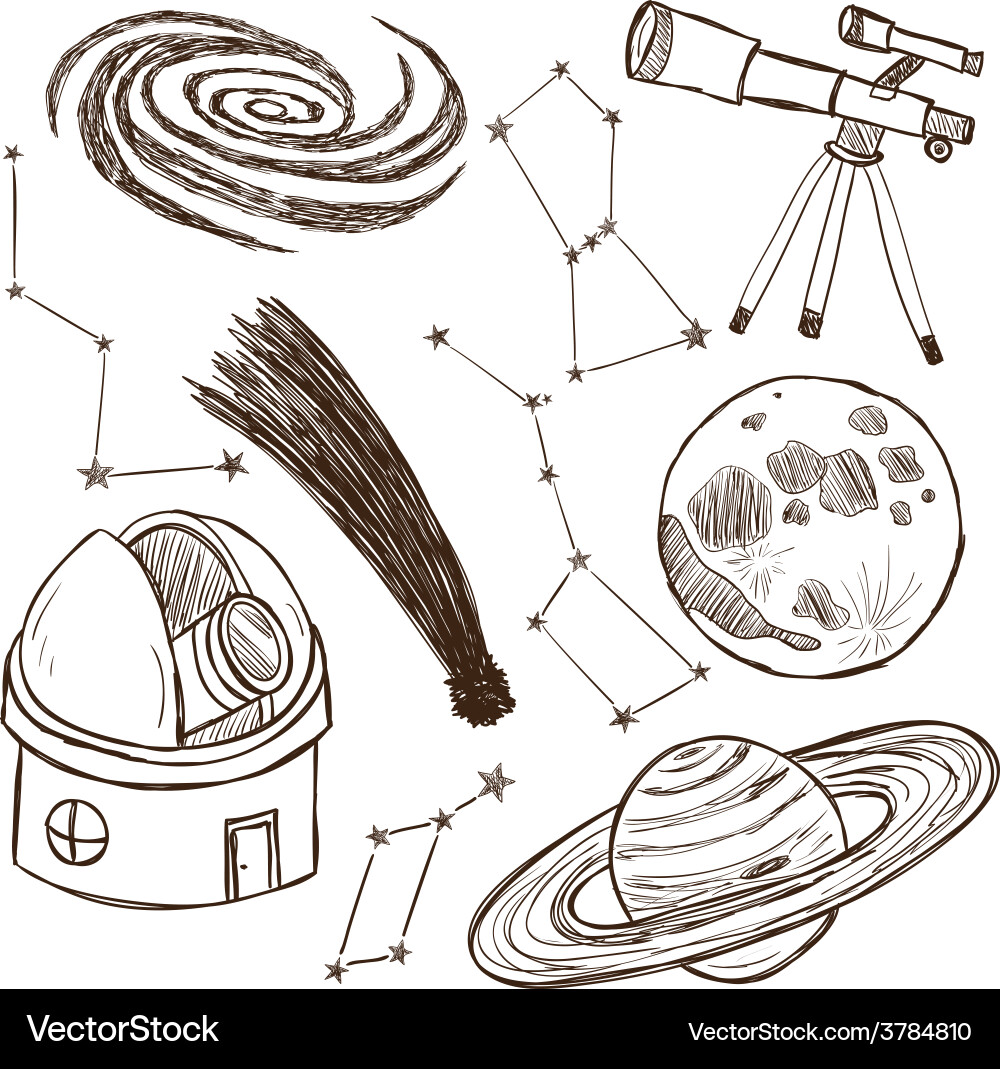 Set of astronomical objects vector image
