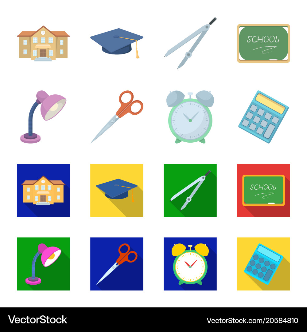 Table lamp scissors alarm clock calculator vector image