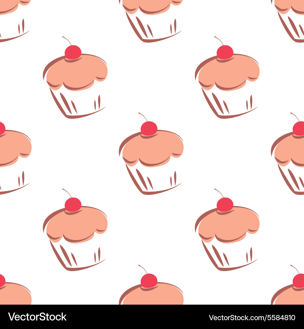 Tile pattern with cherry cupcakes Vector Image