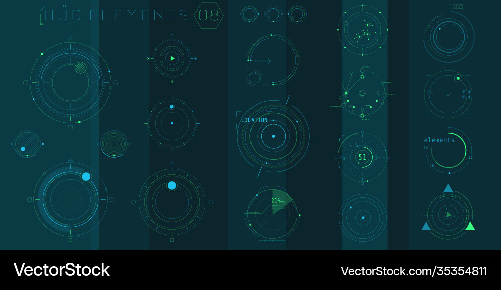 A set hud circular elements for futuristic A set hud circular elements for futuristic vector image