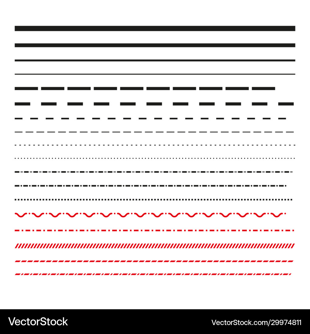 A set straight and dashed lines simple flat Vector Image