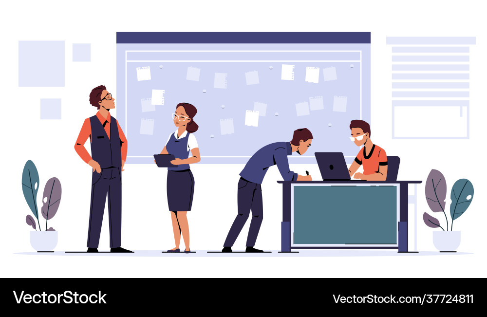 Agile task board scrum methodology teamwork Agile task board scrum methodology teamwork vector image