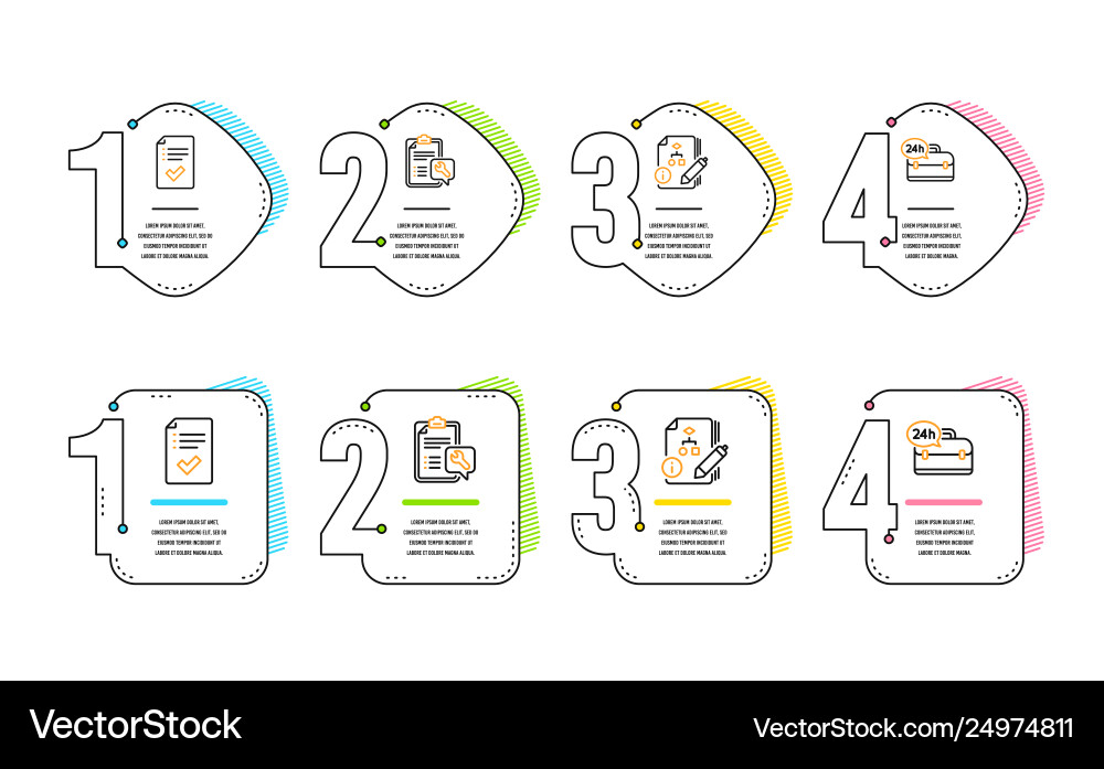 Approved checklist spanner and algorithm icons Approved checklist spanner and algorithm icons vector image