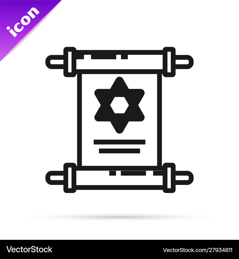 Black line torah scroll icon isolated on white Black line torah scroll icon isolated on white Vector Image