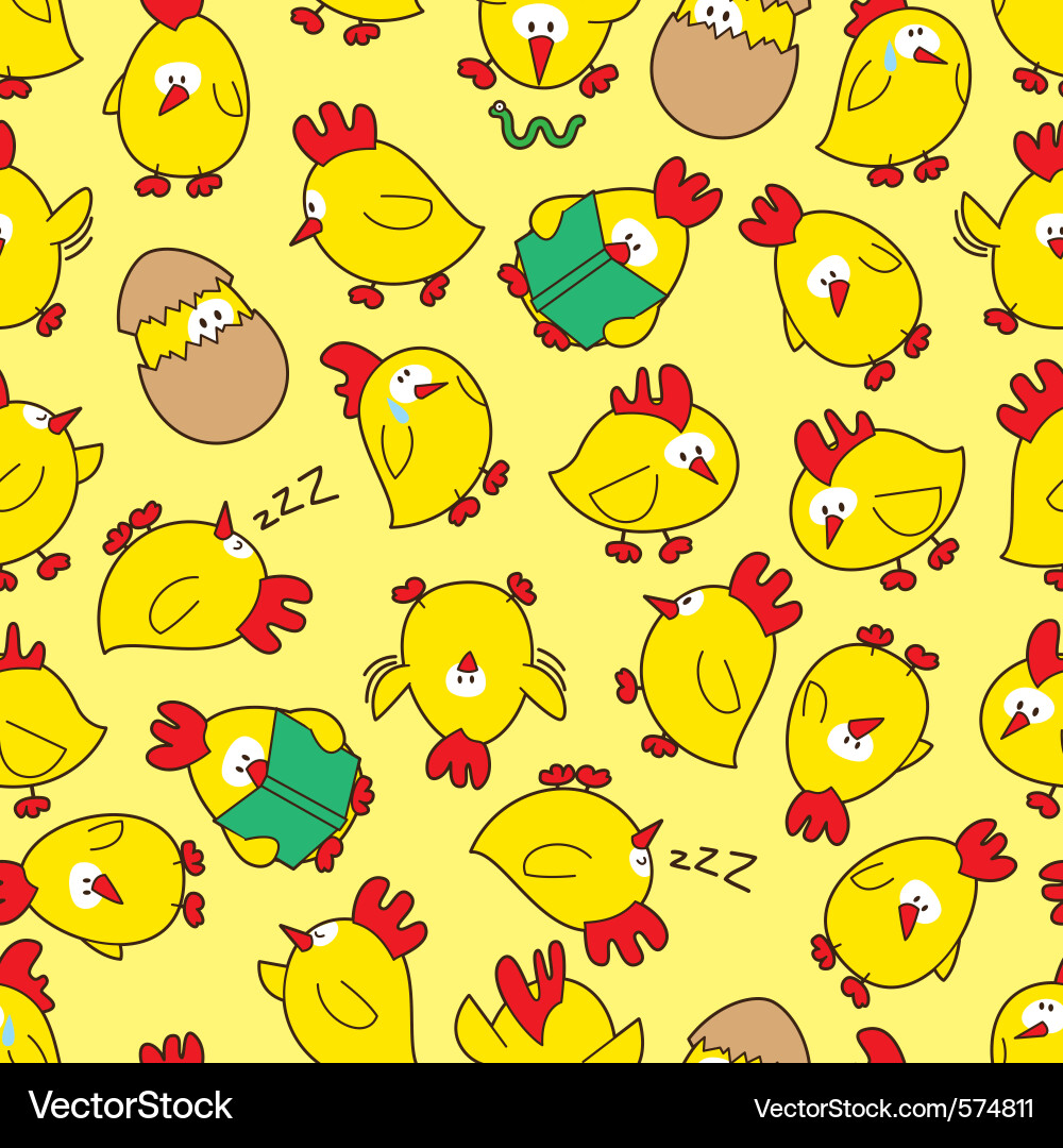 Cheerful Chicken Pattern Vector Image