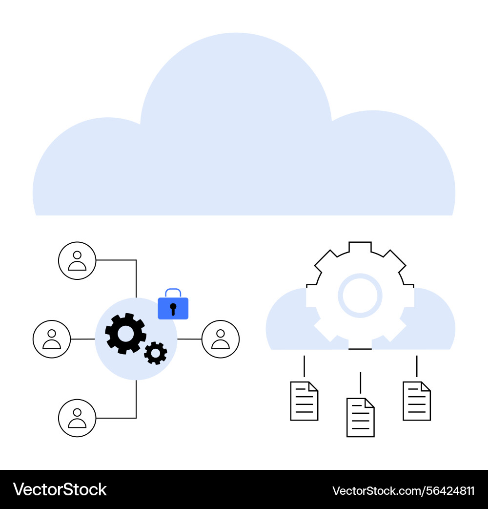 Cloud computing with secure file sharing Cloud computing with secure file sharing vector image