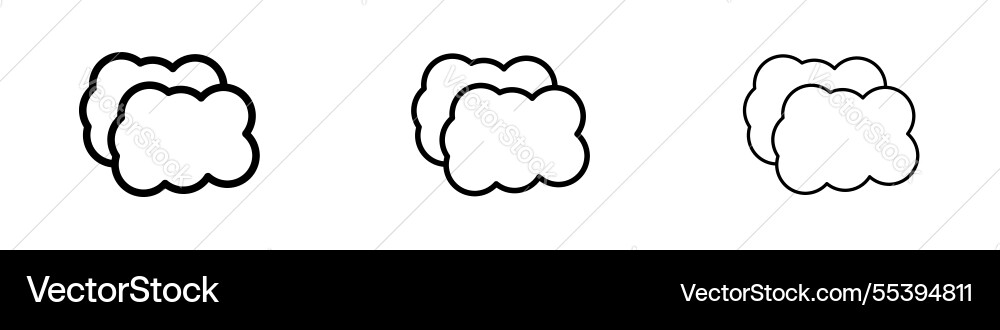 Clouds icons in three different stroke lines vector image