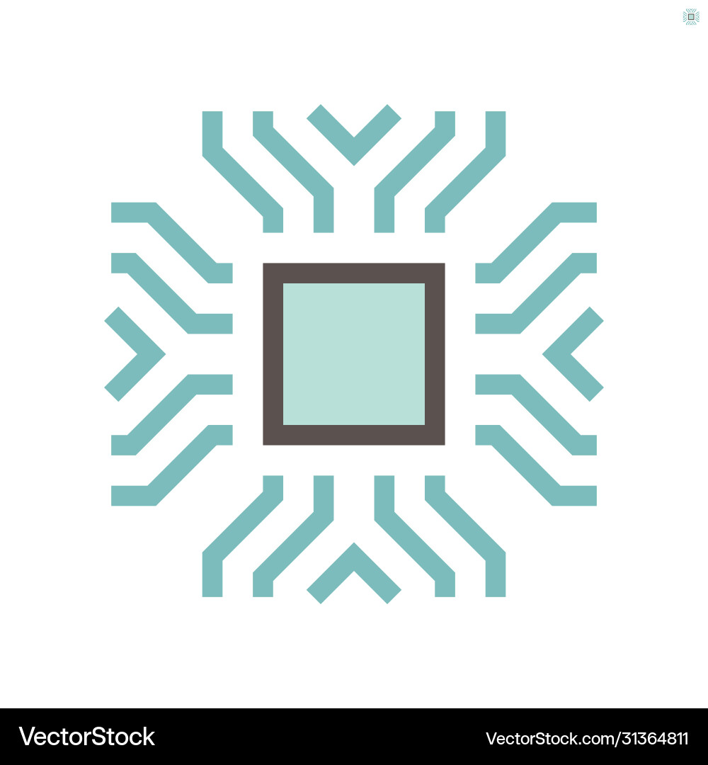 Computer chip processor and technology icon set Computer chip processor and technology icon set vector image