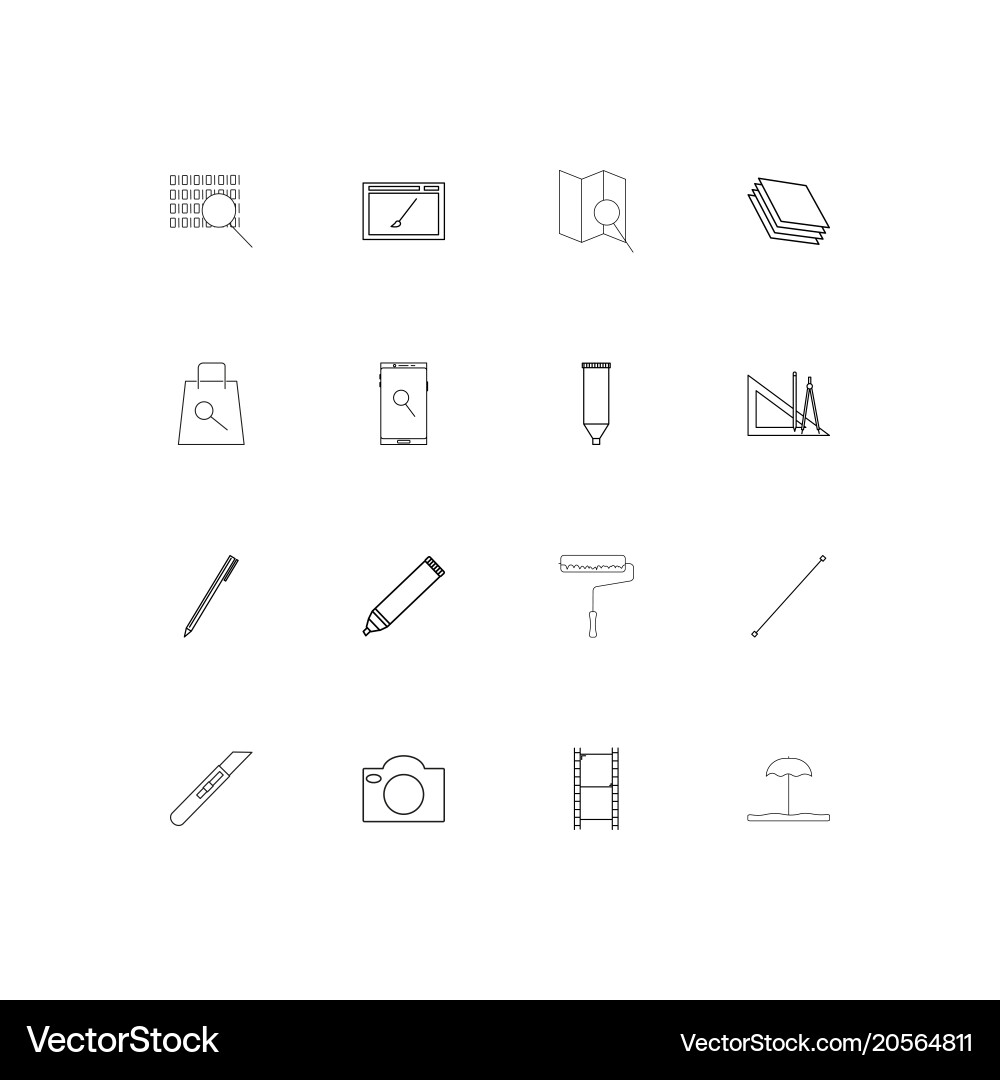 Creative process and design simple linear icons vector image