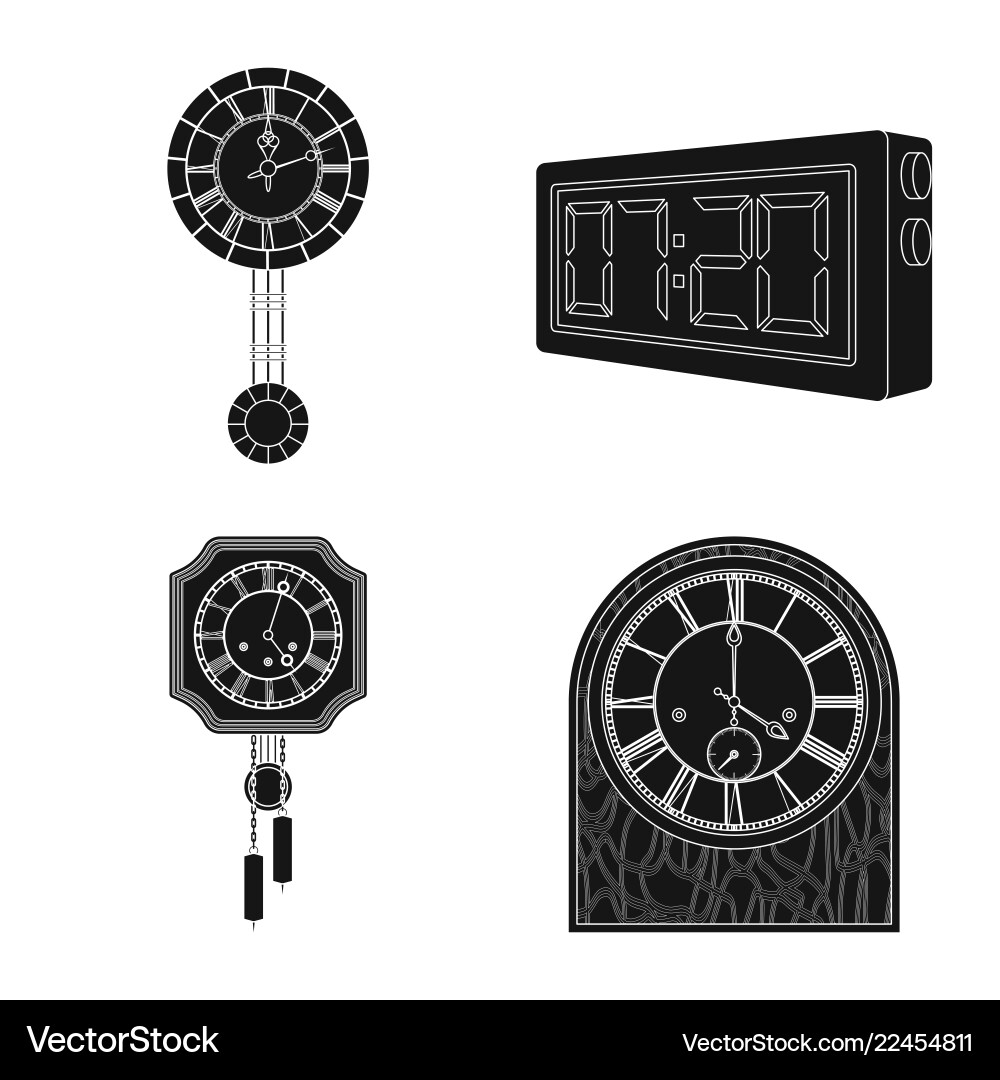 Design of clock and time symbol set Design of clock and time symbol set Vector Image
