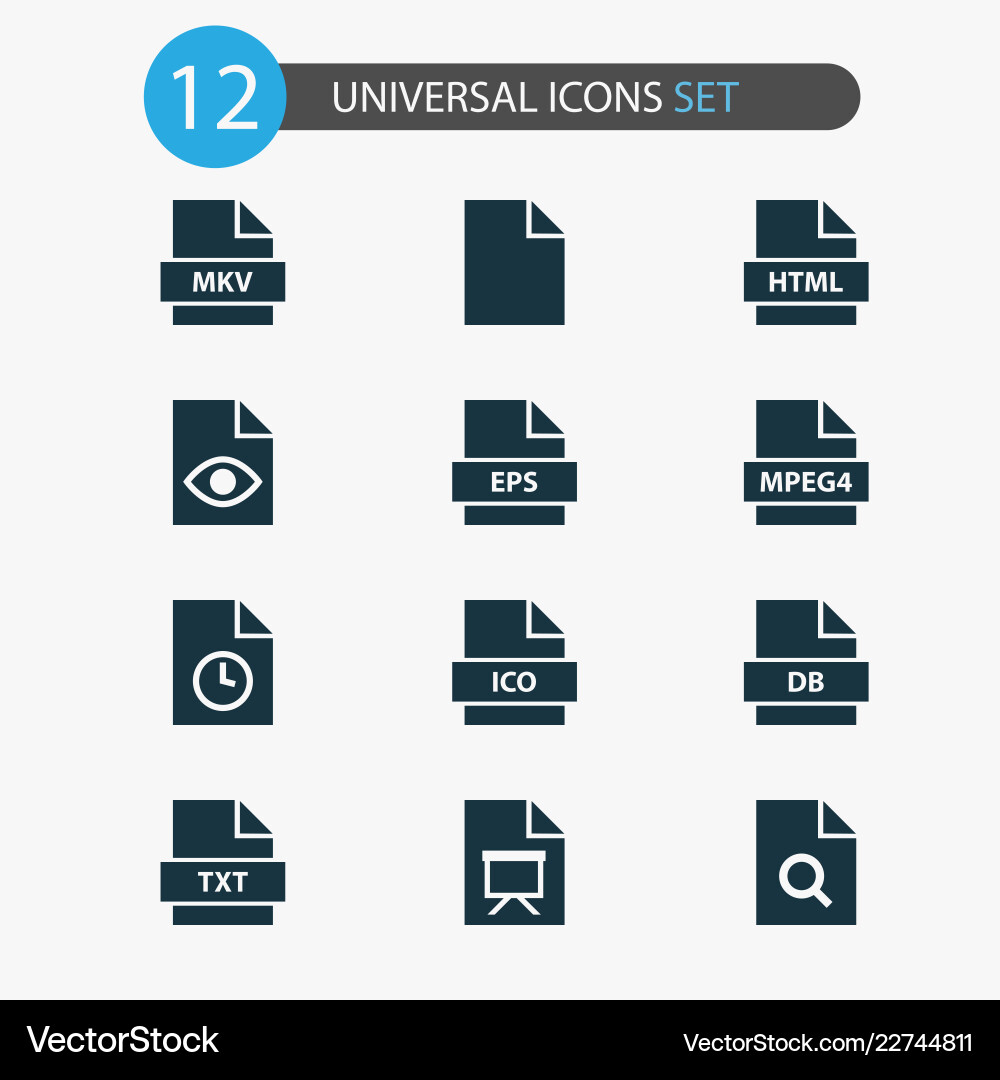 Document icons set with mpeg4 search temporary Document icons set with mpeg4 search temporary Vector Image