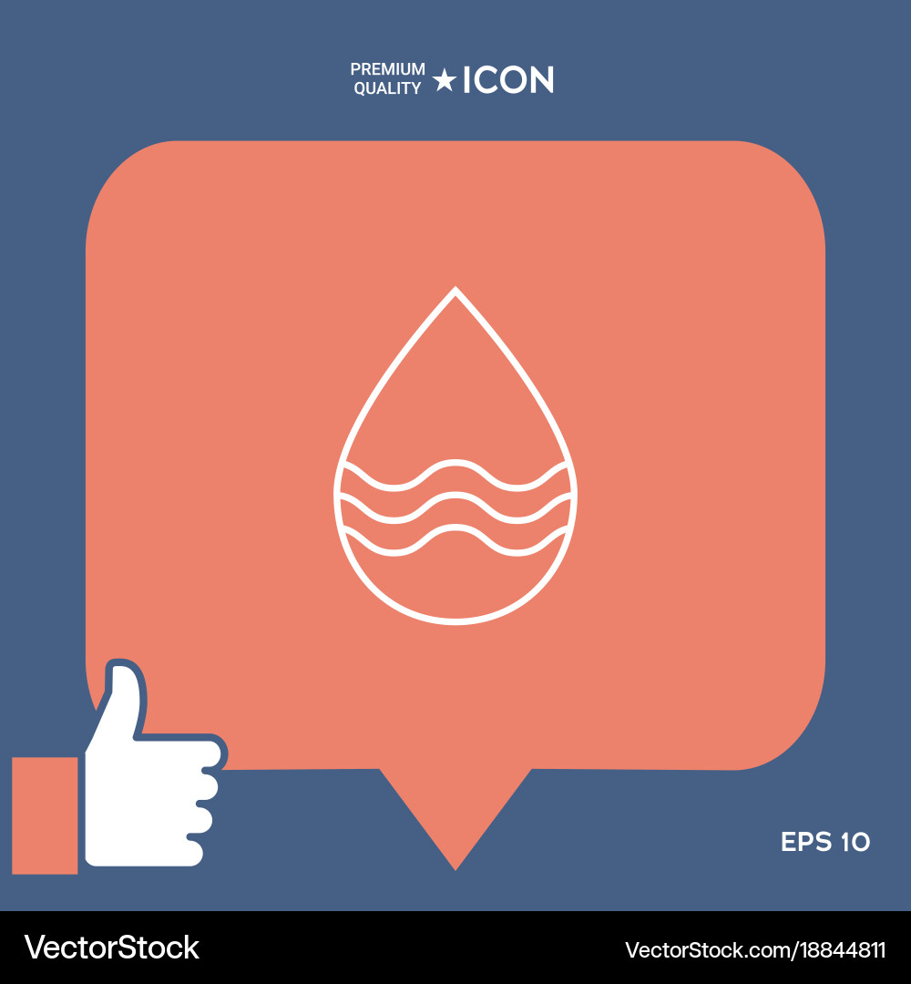 Drop line icon with waves Vector Image