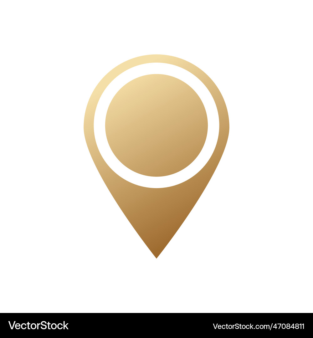 Golden map pin gold pointer Golden map pin gold pointer vector image