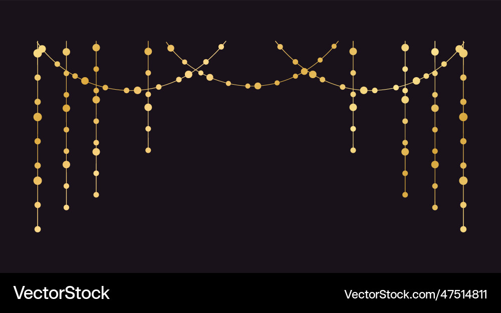 Horizontal border of abstract gold string light Vector Image