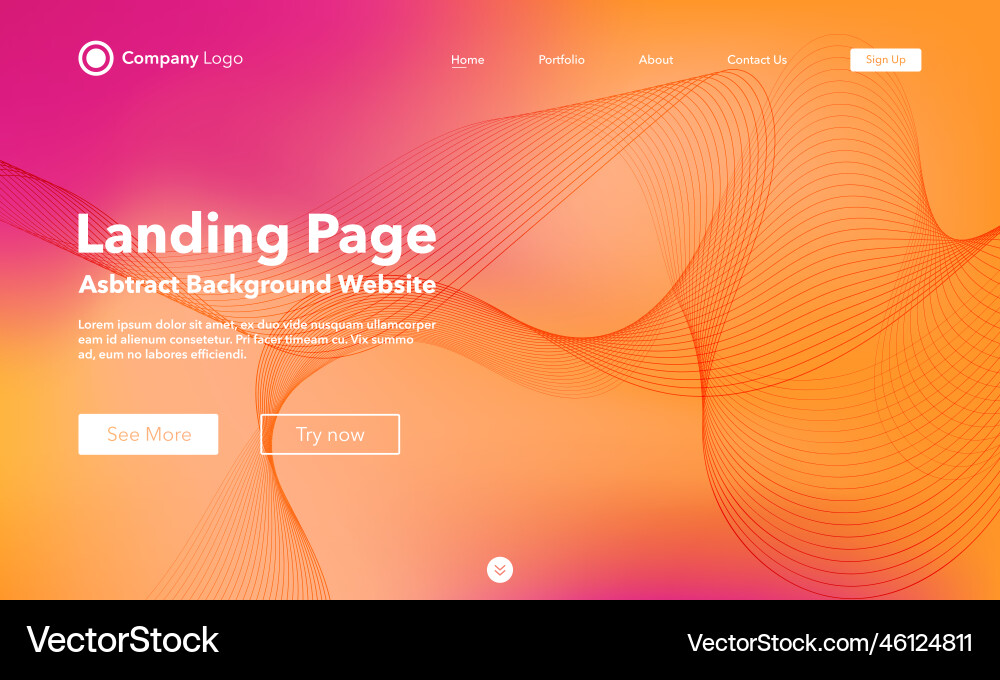Landing page abstract wave background website Landing page abstract wave background website vector image