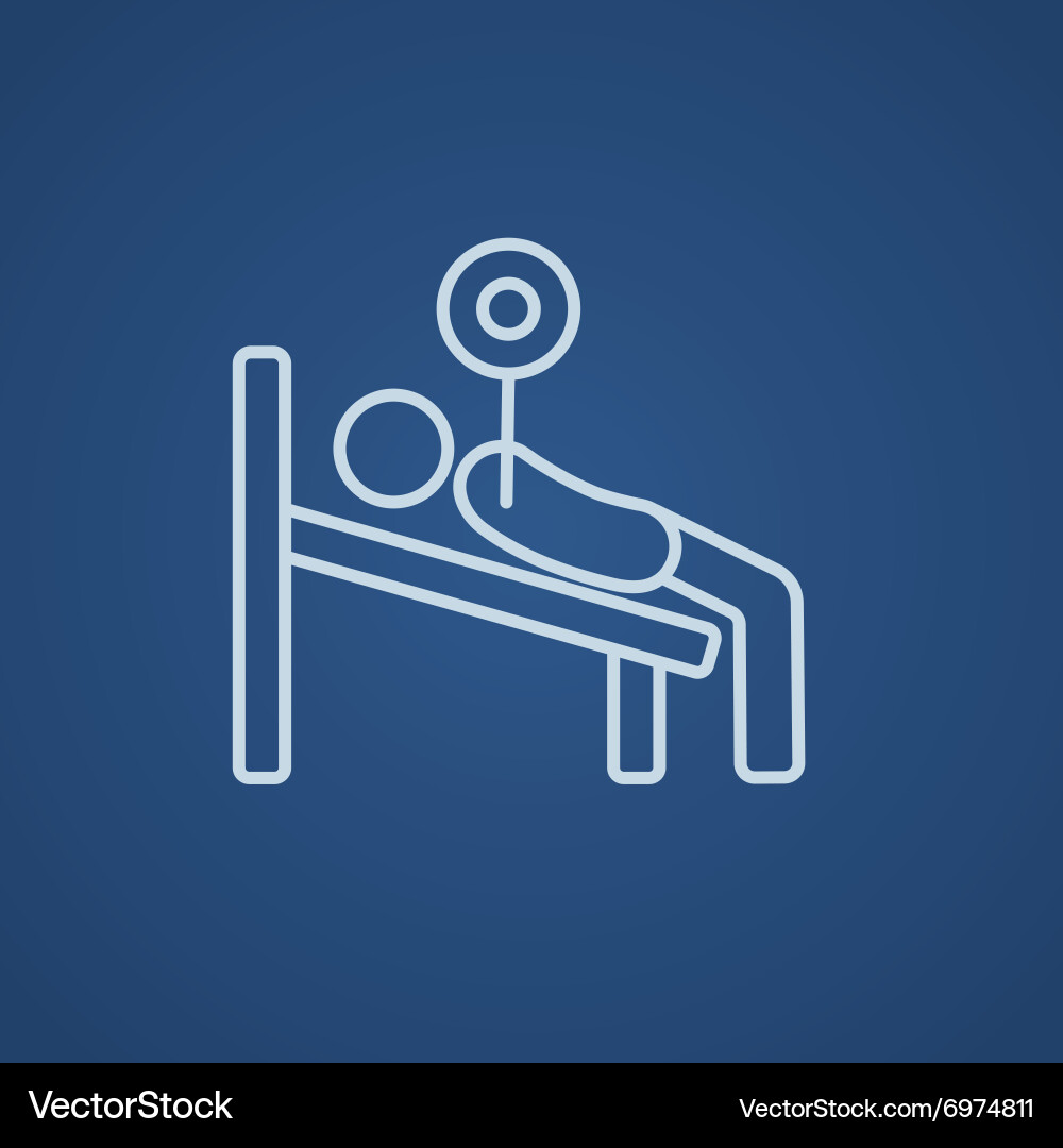 Man lying on bench and lifting barbell line icon Vector Image