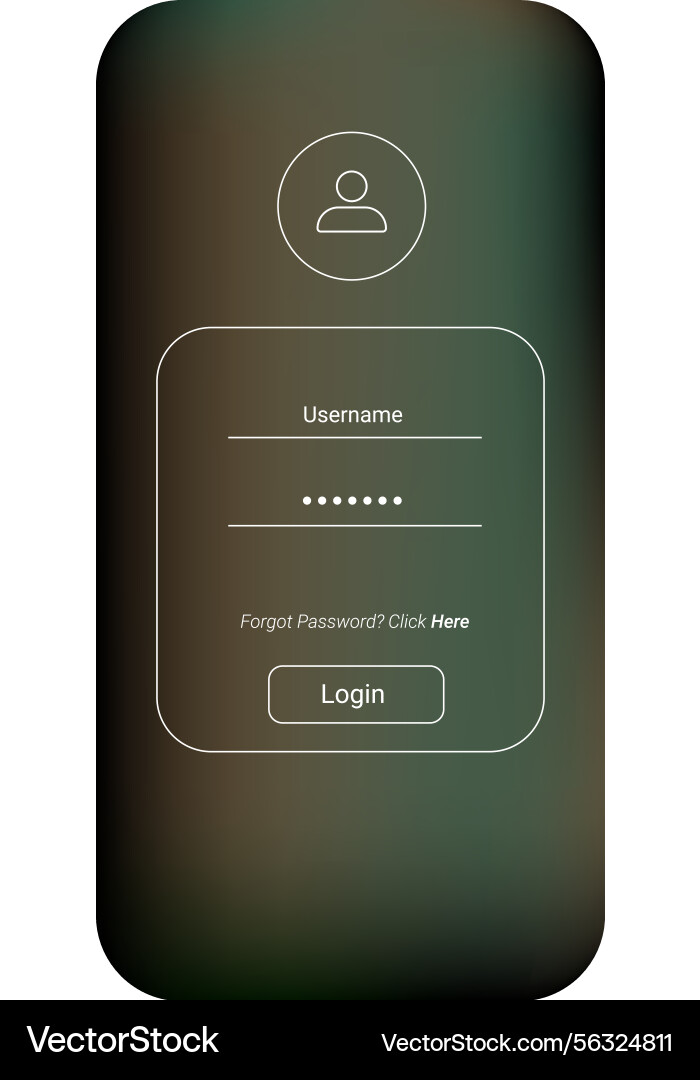 Minimalistic dark mode mobile login interface vector image