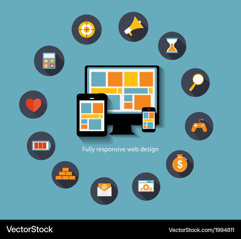 Modern flat icon set for web and mobile vector image