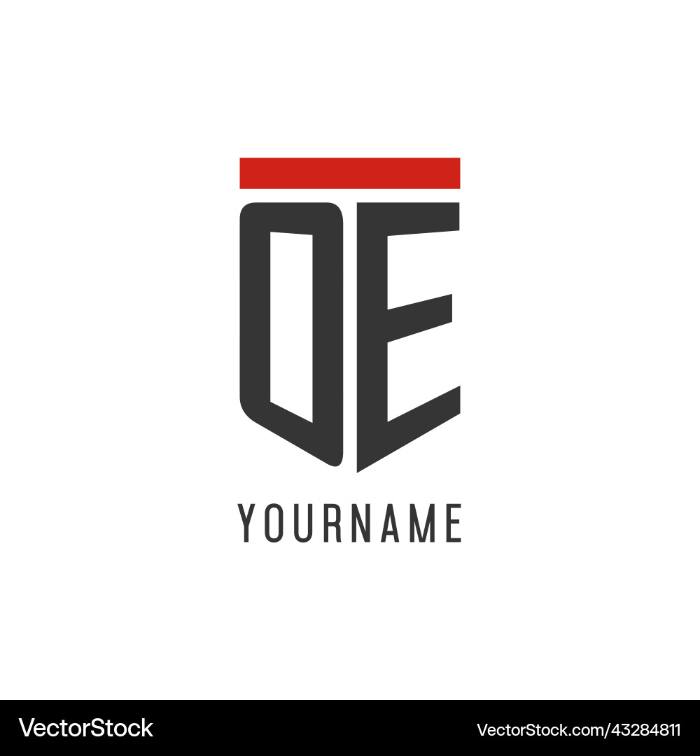 Oe initial esport logo with simple shield design vector image