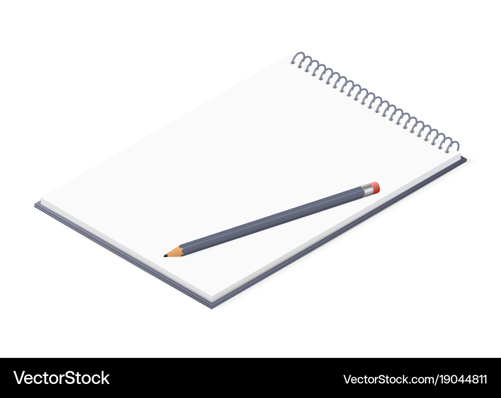 Opened notepad with pencil sketchbook or diary vector image