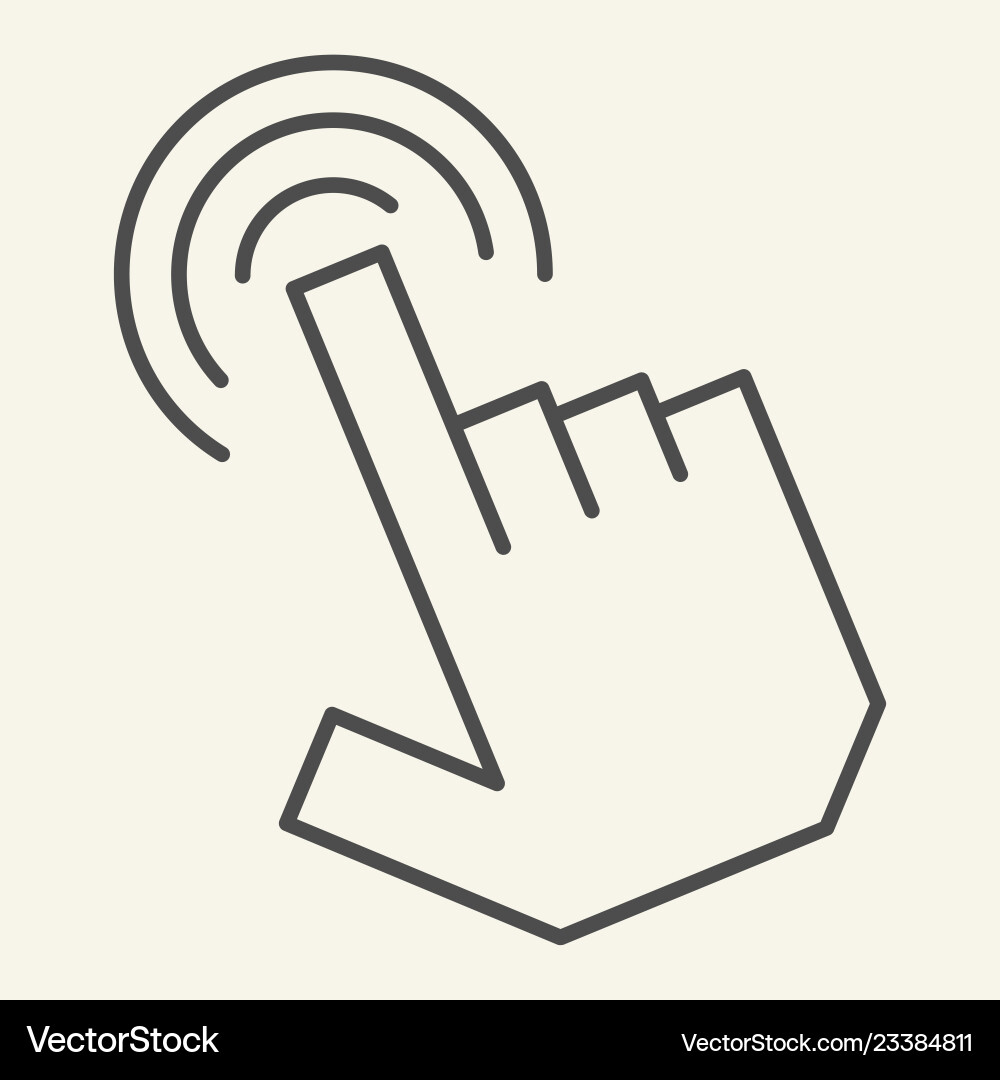Pointer hand thin line icon cursor Pointer hand thin line icon cursor vector image