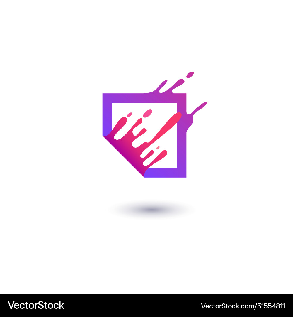 Purple square frame with fluid contour splashing Purple square frame with fluid contour splashing vector image