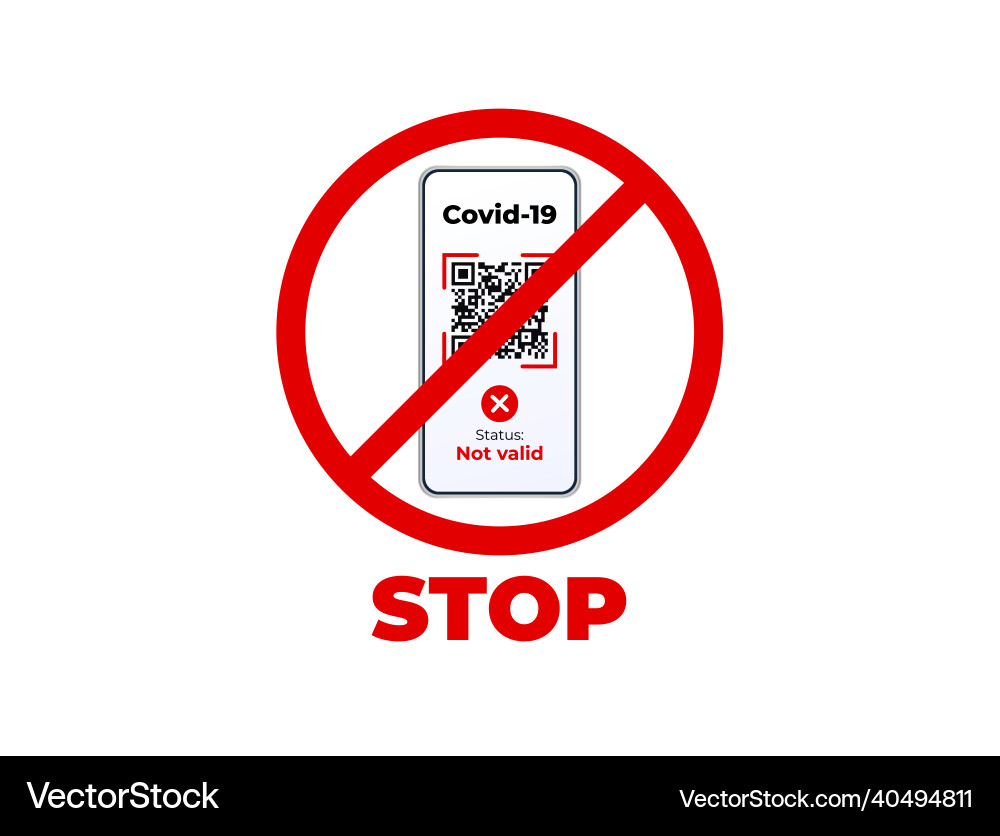 Qr code not valid with mobile phone covid-19 Qr code not valid with mobile phone covid-19 vector image