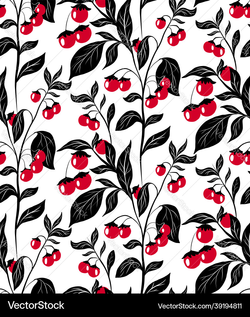 Seamless pattern with red cherry tomatoes Seamless pattern with red cherry tomatoes vector image