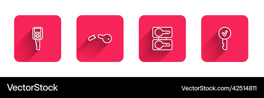 Set line car key with remote broken casting keys Set line car key with remote broken casting keys vector image