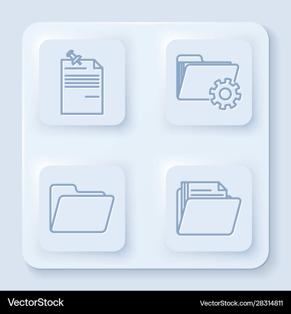 Set line note paper with pinned pushbutton folder Set line note paper with pinned pushbutton folder vector image