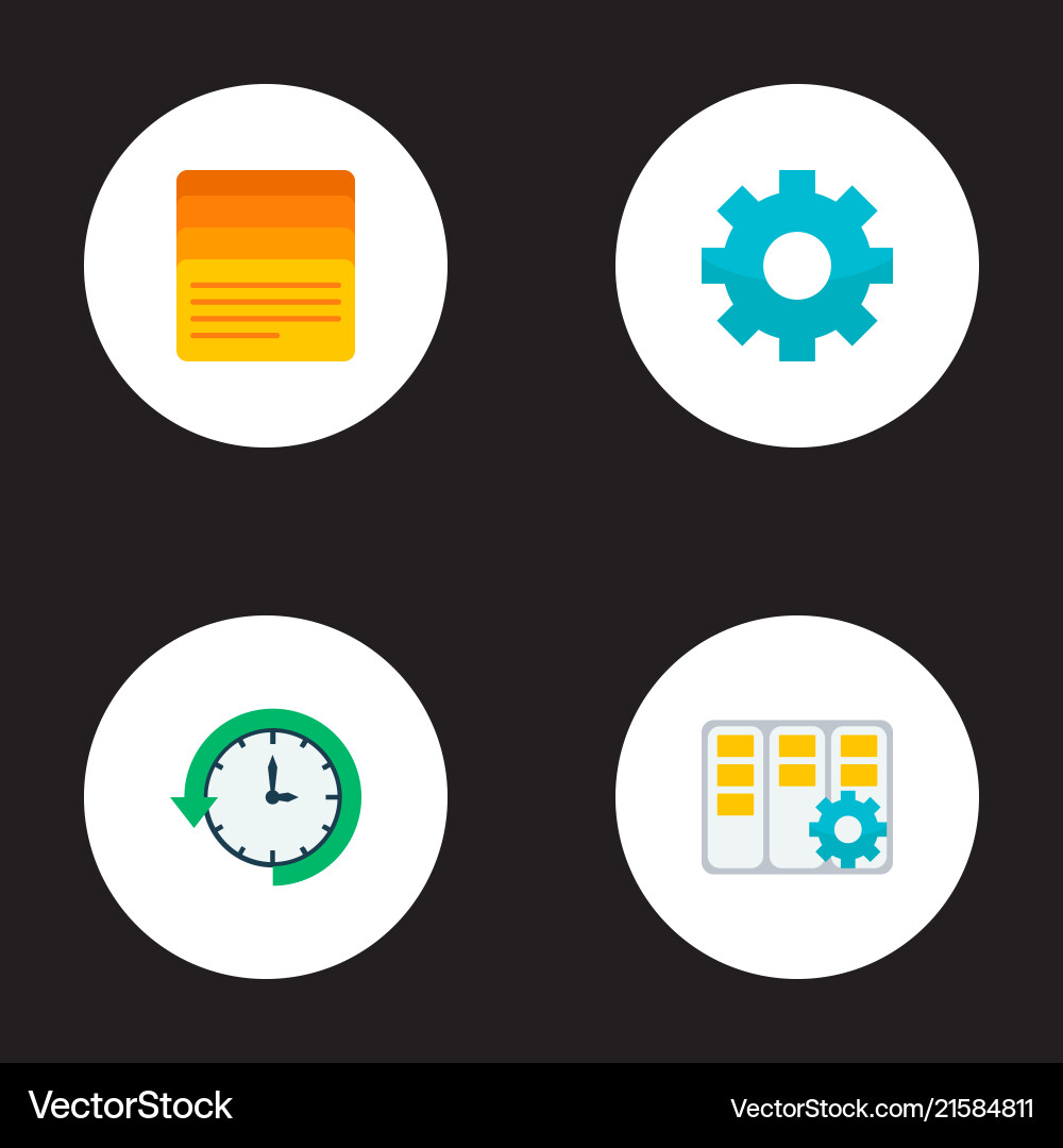 Set task manager icons flat style symbols Vector Image