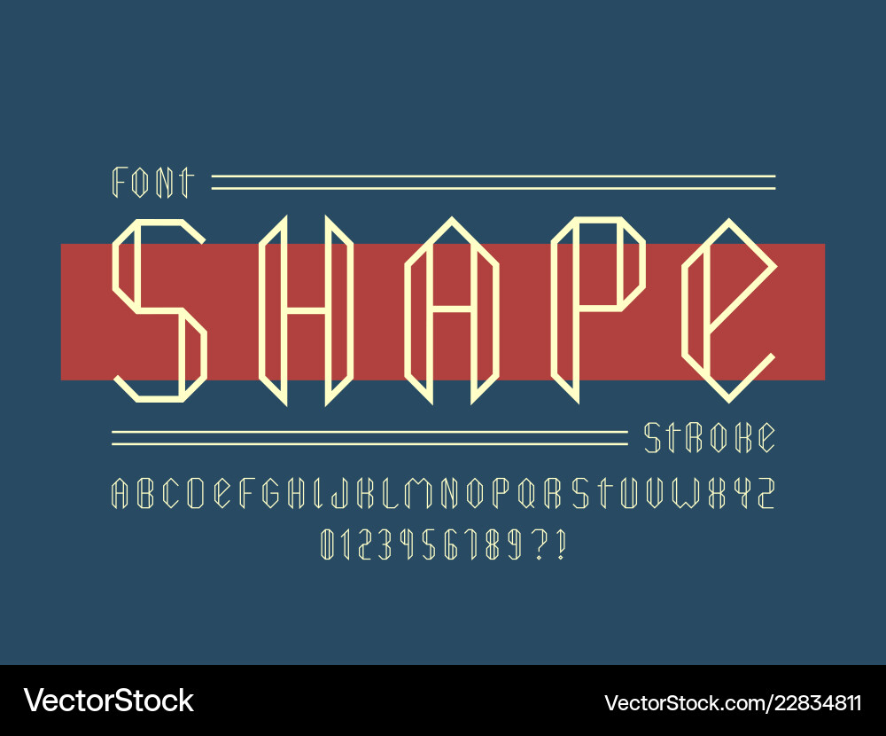 Shape stroke font alphabet Shape stroke font alphabet Vector Image