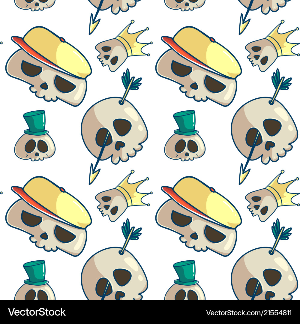Skull seamless pattern Vector Image