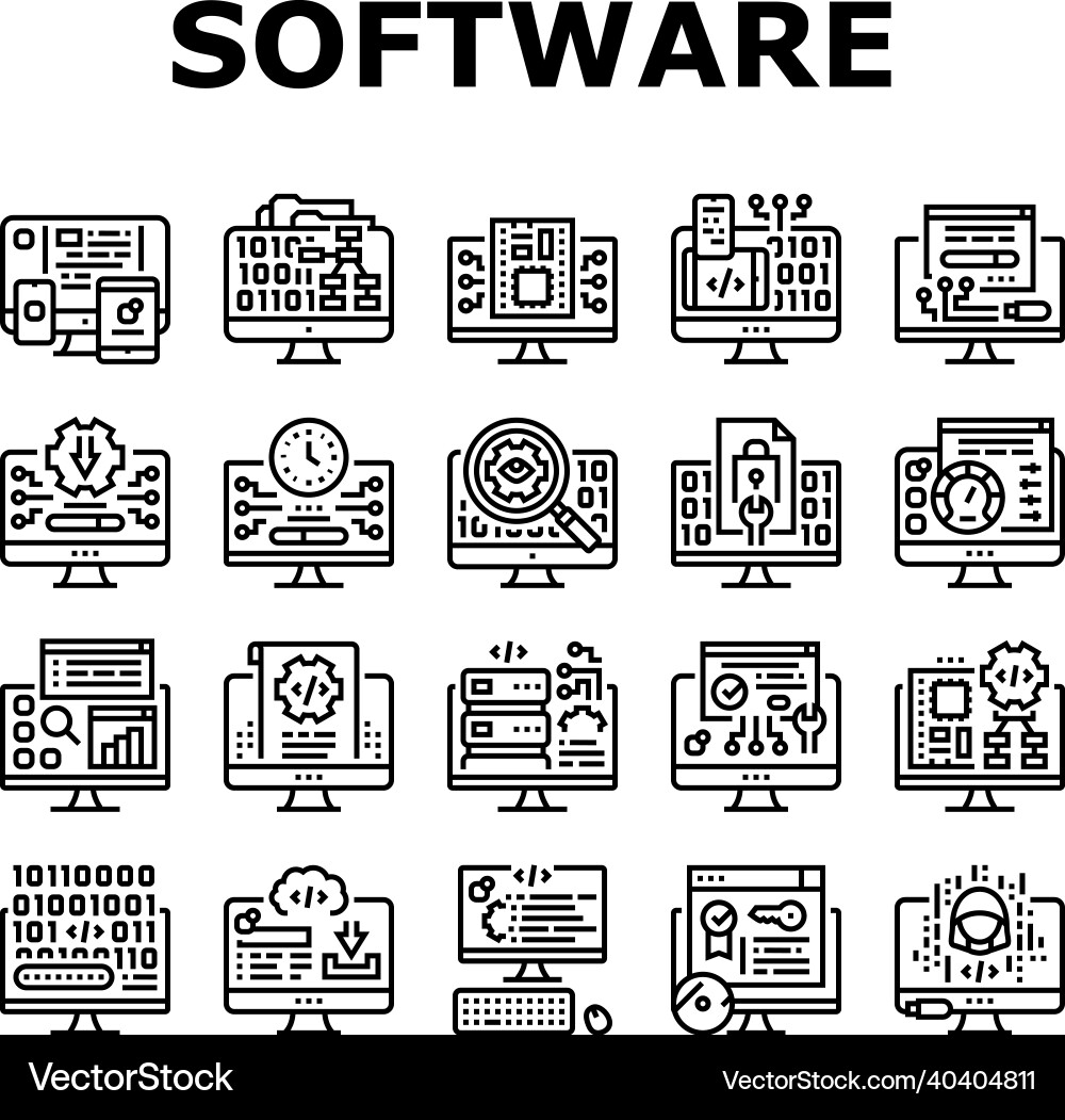 Software-Programm Entwicklung Icons Set Software-Programm Entwicklung Icons Set vektorbild