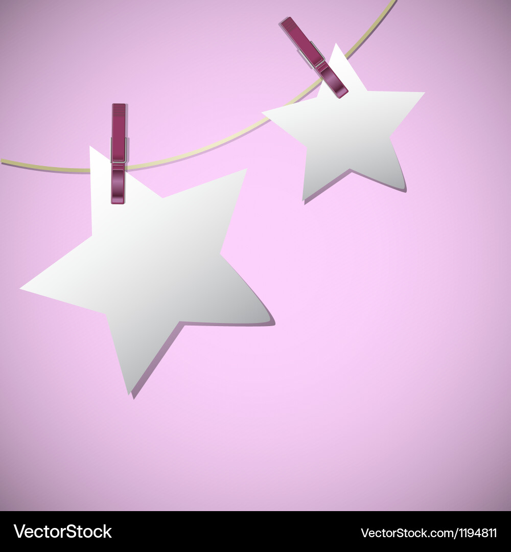 Star shape note papers hang on string vector image