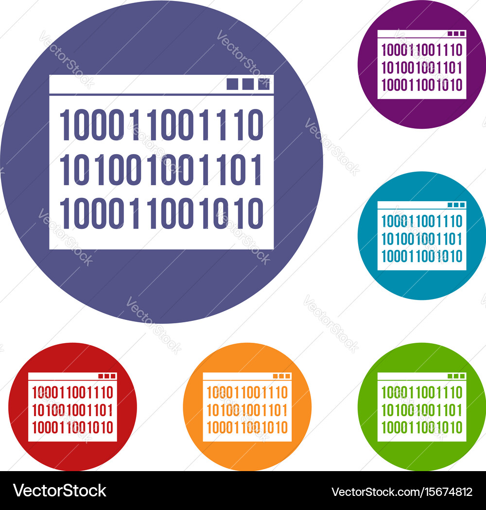 Binary code icons set Vector Image