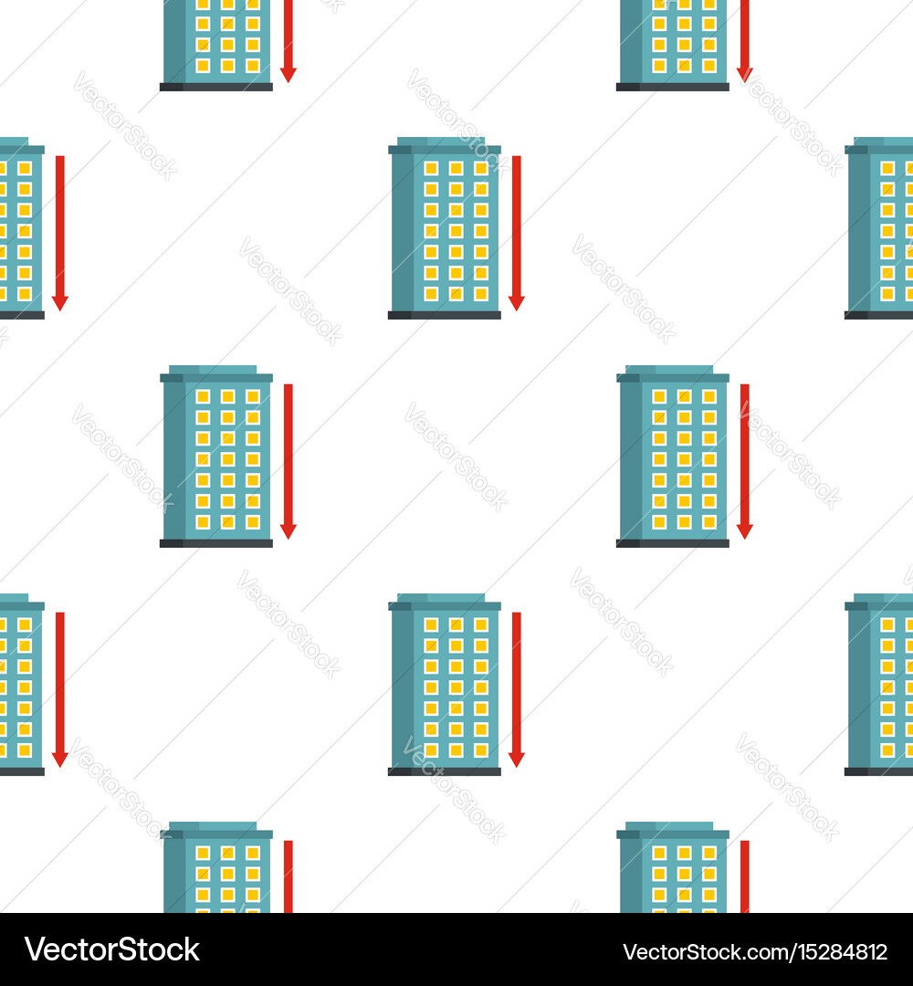 Building and red down arrow pattern seamless vector image