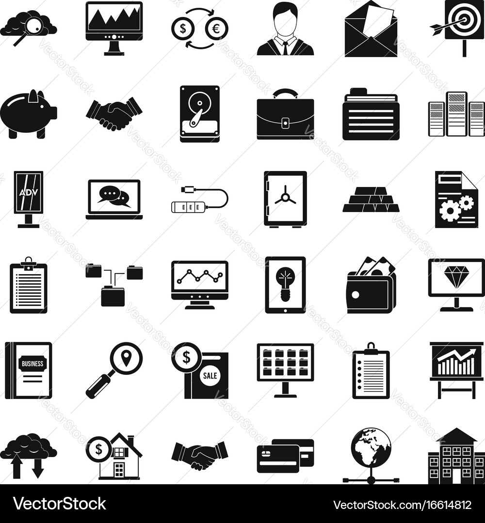 Business process icons set simple style vector image