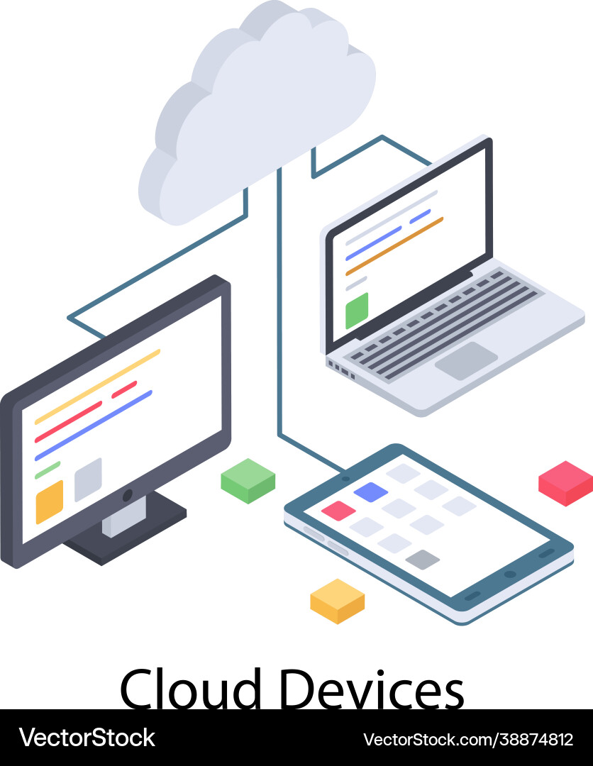 Cloud Computing Devices Isometric vector image