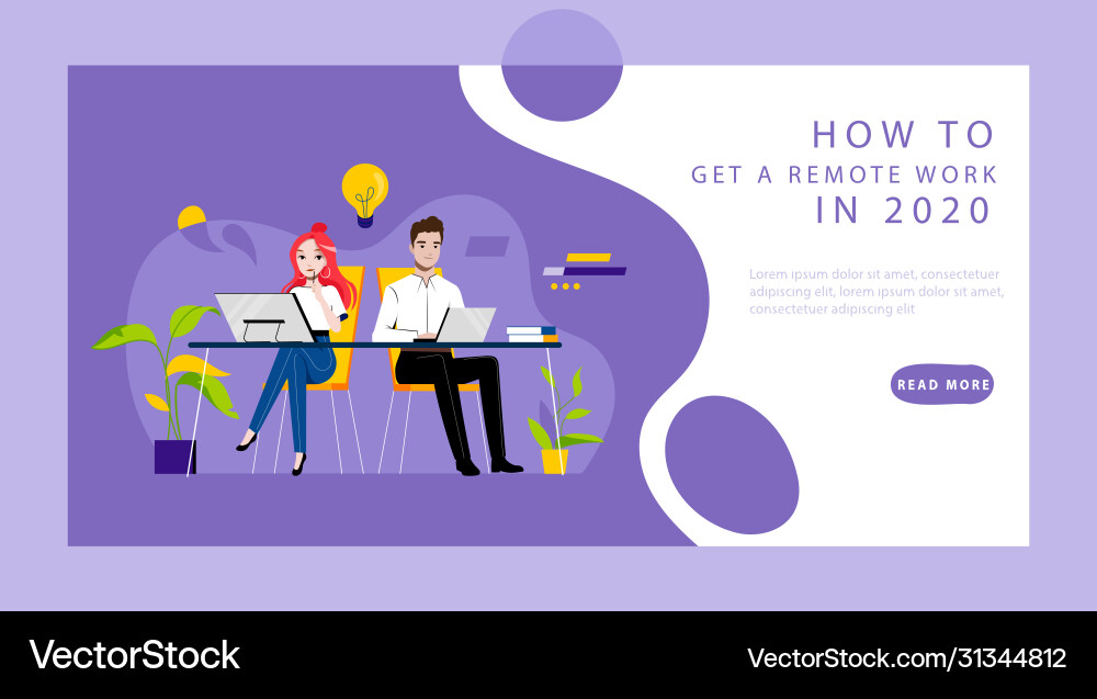 Concept of remote work website landing page Concept of remote work website landing page Vector Image