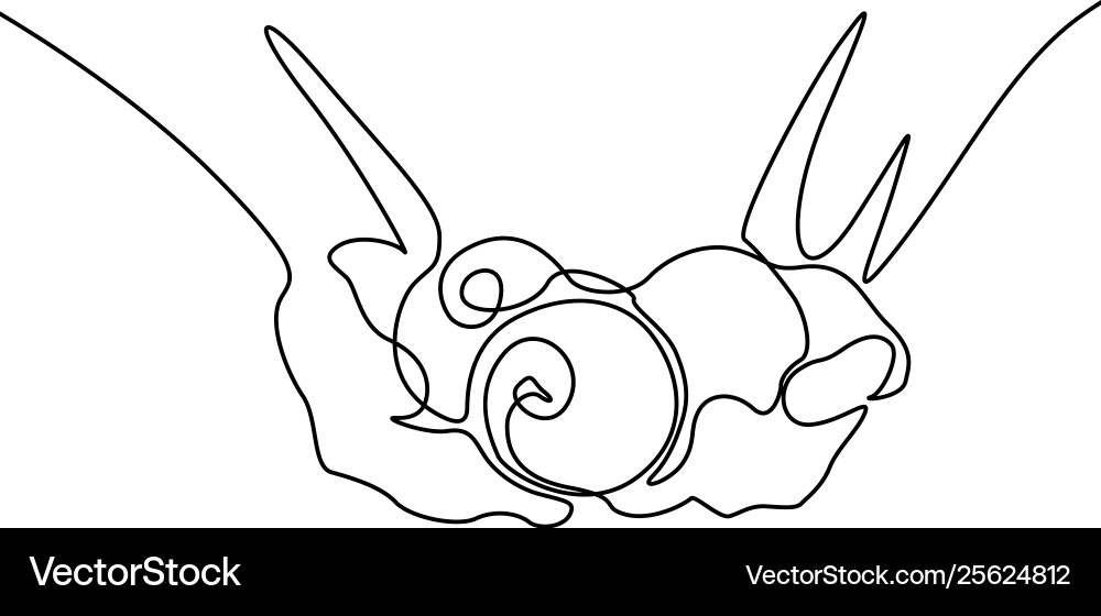 Continuous one line three apples in hands Vector Image