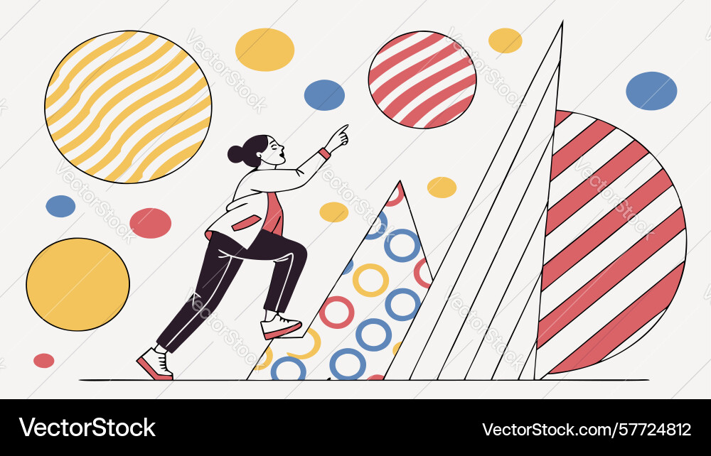 Dynamic figure running on abstract patterned vector image