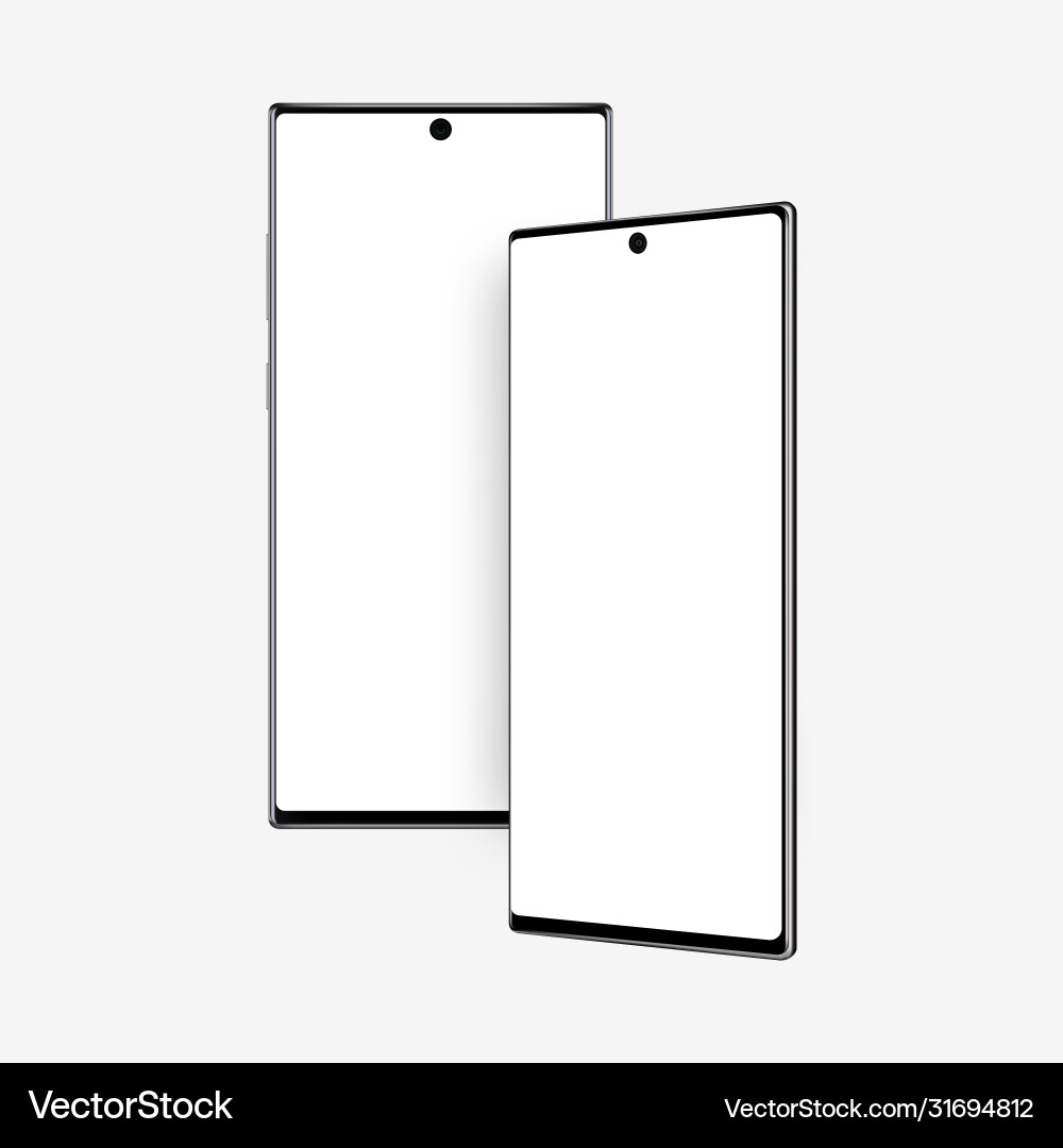 Frameless smartphones with front and side view Frameless smartphones with front and side view Vector Image