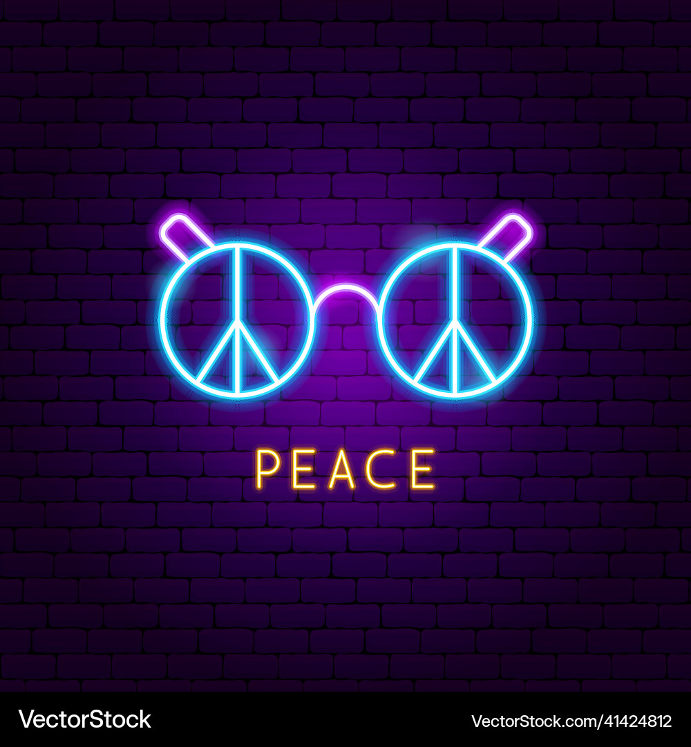 Friedensbrille Neonlabel Friedensbrille Neonlabel vektorbild
