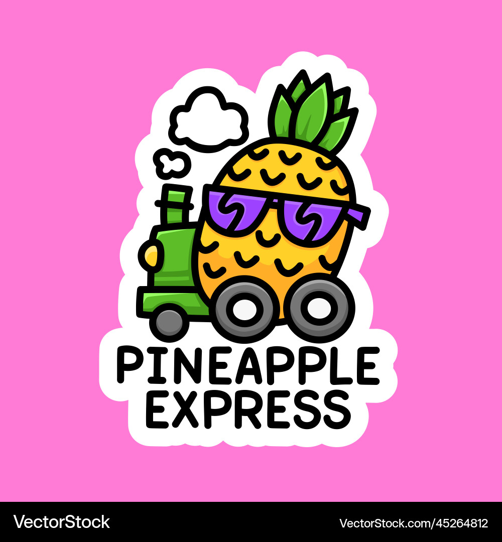 Happy smiling pineapple in sunglasses cartoon line Happy smiling pineapple in sunglasses cartoon line vector image