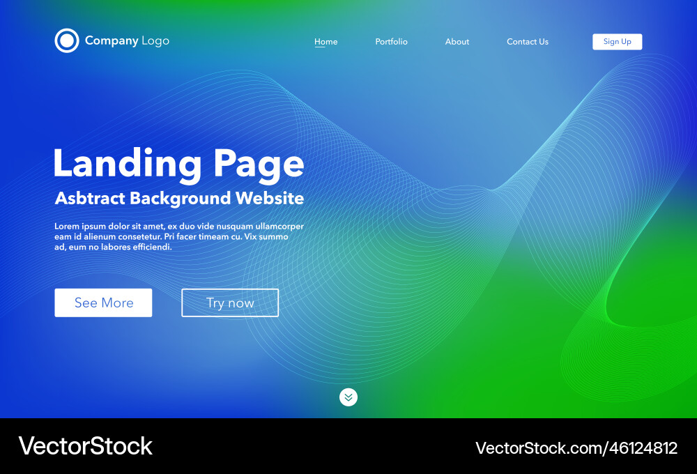 Landing page abstract wave background website Landing page abstract wave background website vector image