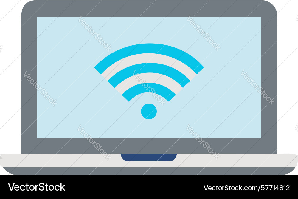 Laptop displaying strong wifi connection symbol vector image