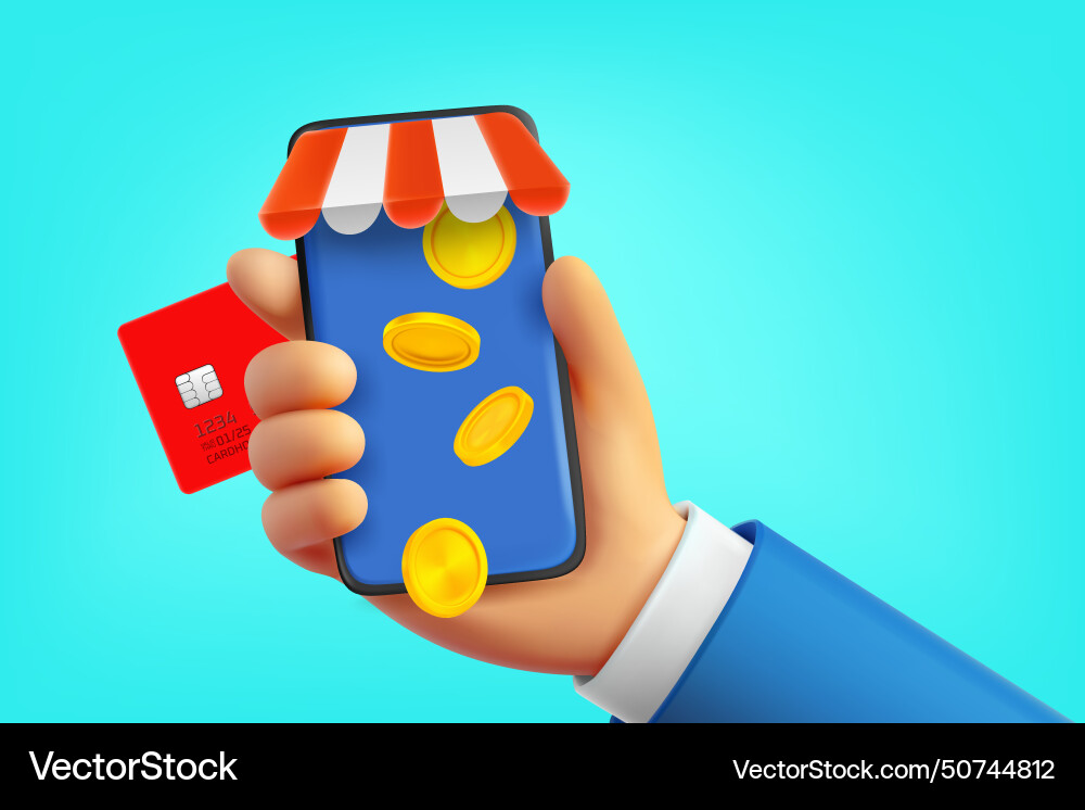Man using mobile phone for making purchases Vector Image
